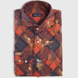 Phineas Cole Pheasant Plaid Brushed Cotton Shirt, Size S, Retail $495.00
